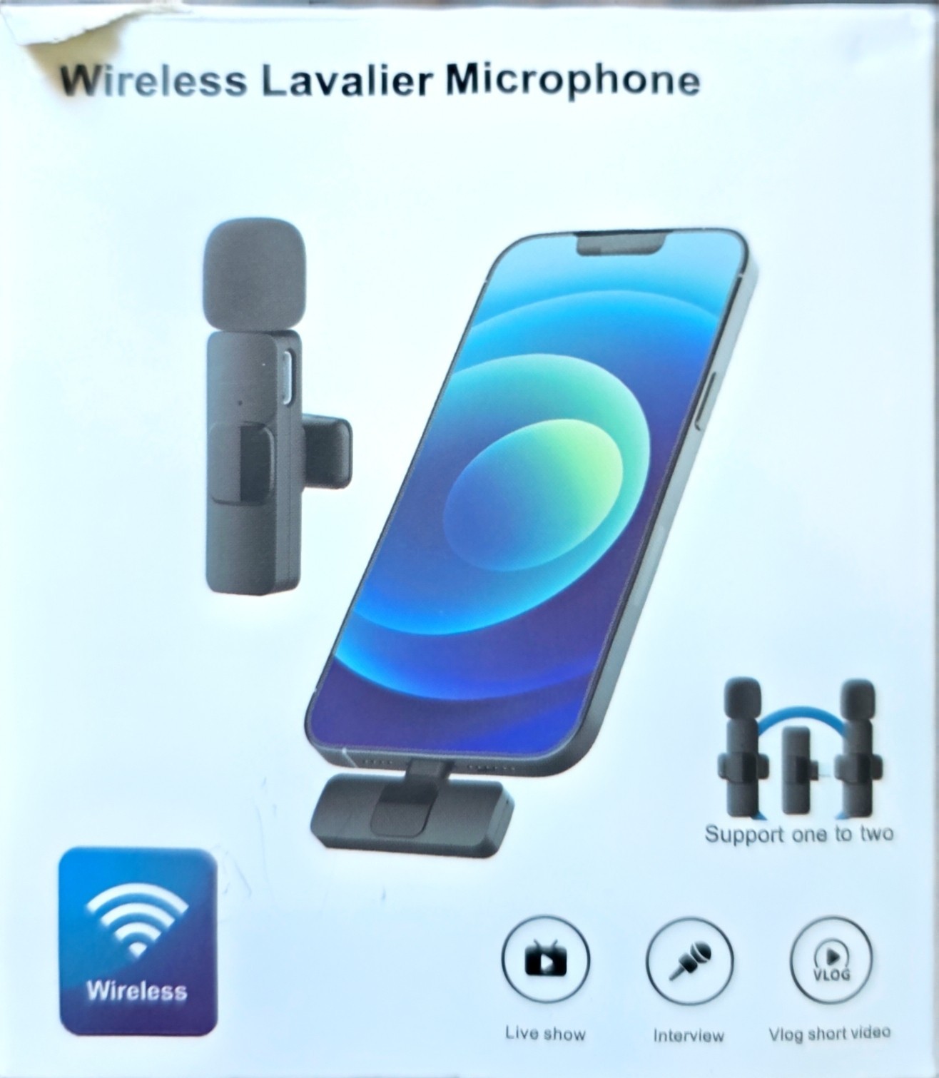 MQ Wireless Lavalier/Lapel Microphone, One-to-Two Support, Pink