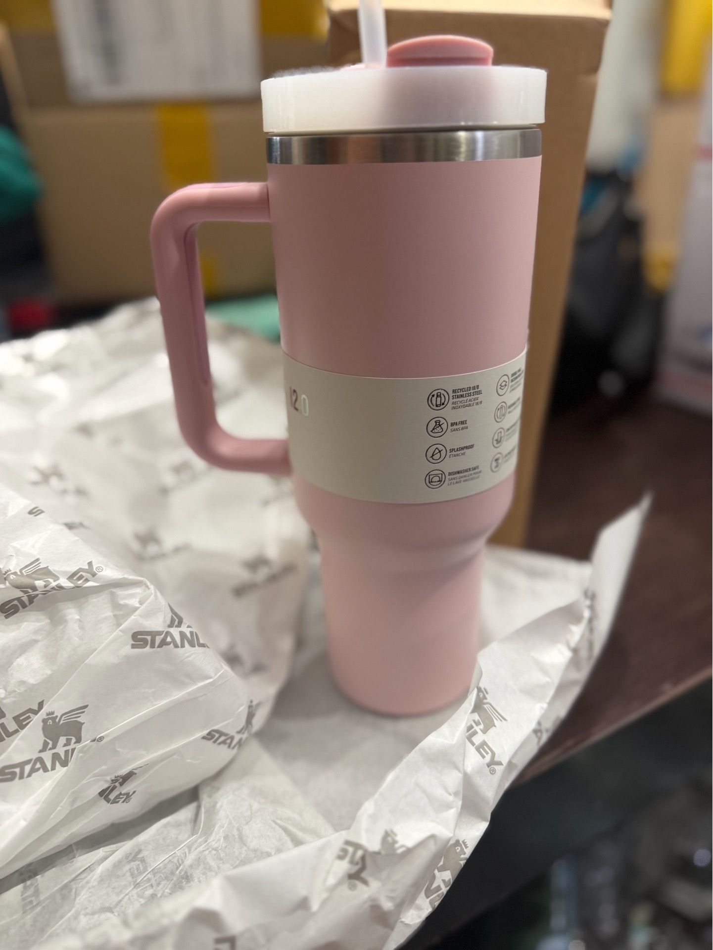 Stanley Quencher H2.0 40oz Insulated Tumbler, Solid Pink - photo 3