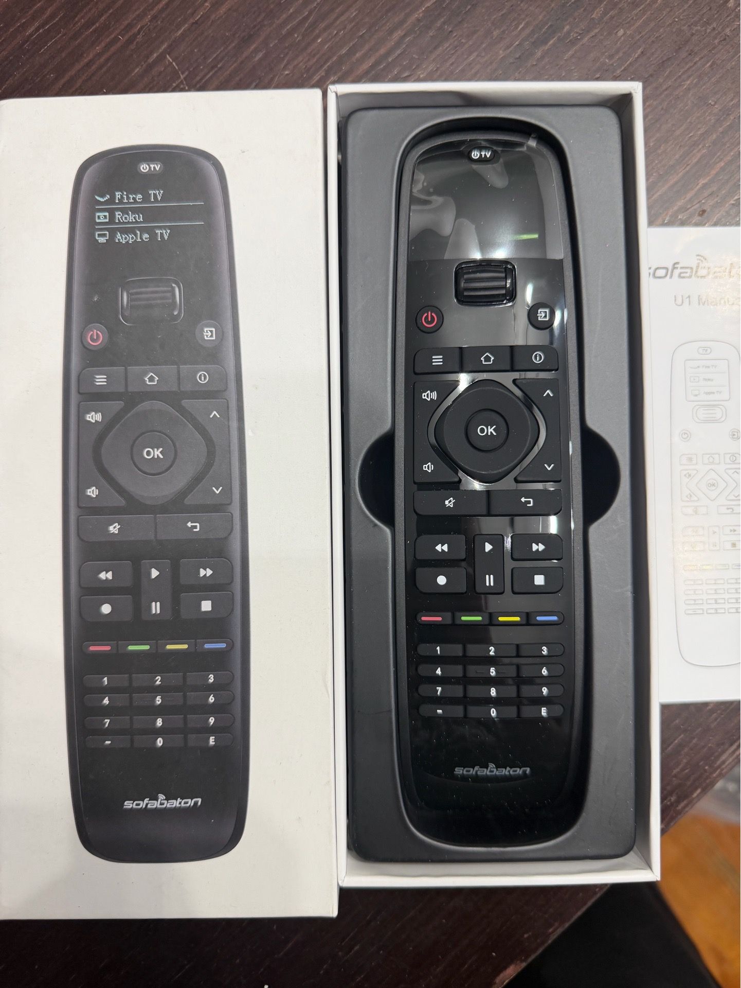 SofaBaton U1 Universal Wireless Remote, Black, for Fire TV Roku