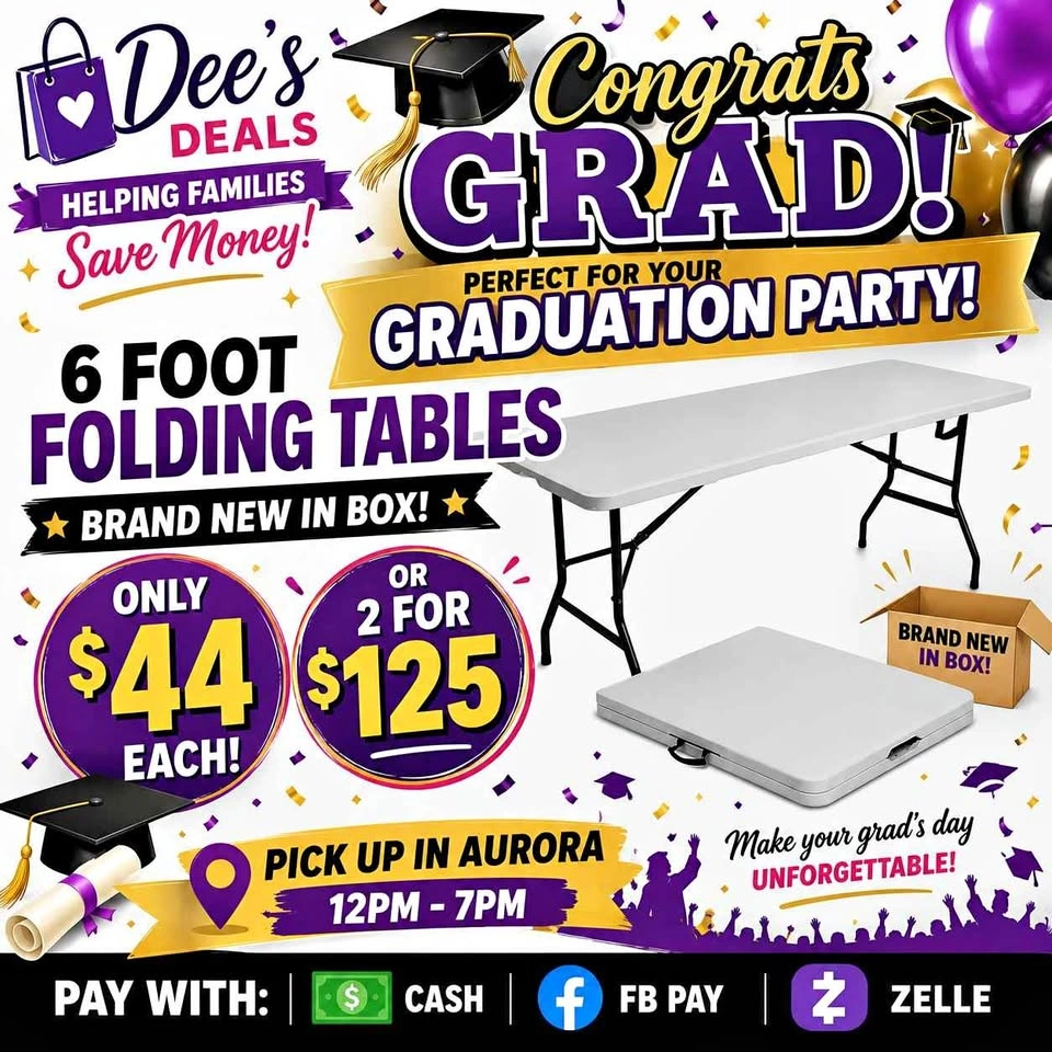 6 foot folding tables BRAND NEW IN BOX ONLY $44