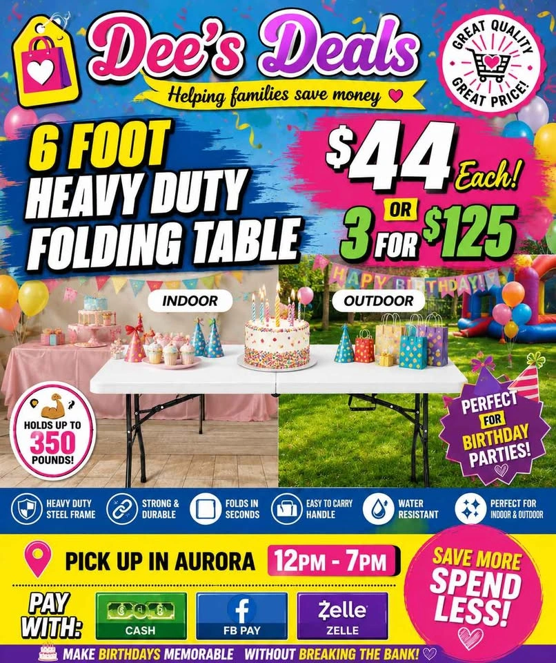 6 foot folding tables BRAND NEW IN BOX ONLY $45 - photo 2