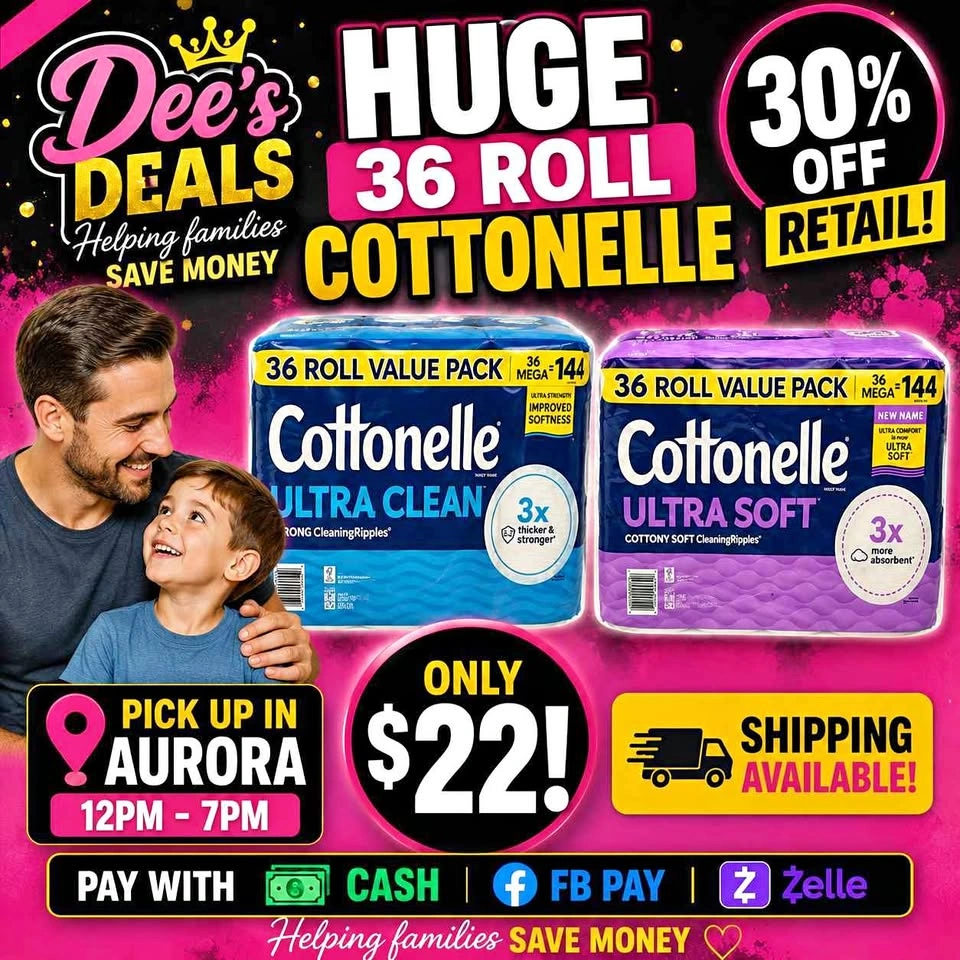 Huge 36 Roll COTTONELLE toilet paper pack for $22