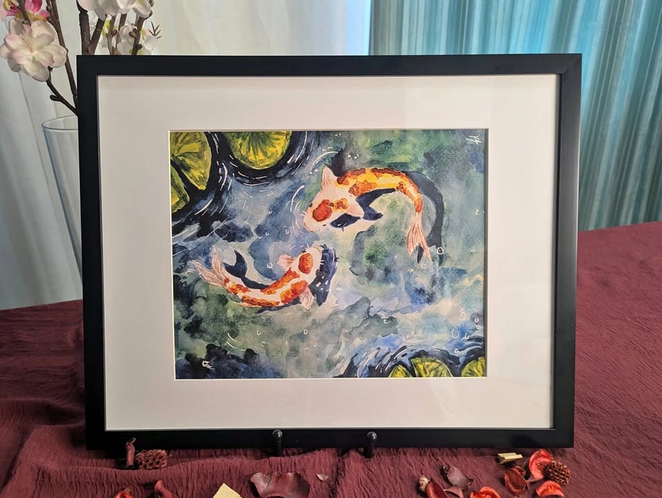 Watercolor Painting of Koi Fish | A symbol for love and strength