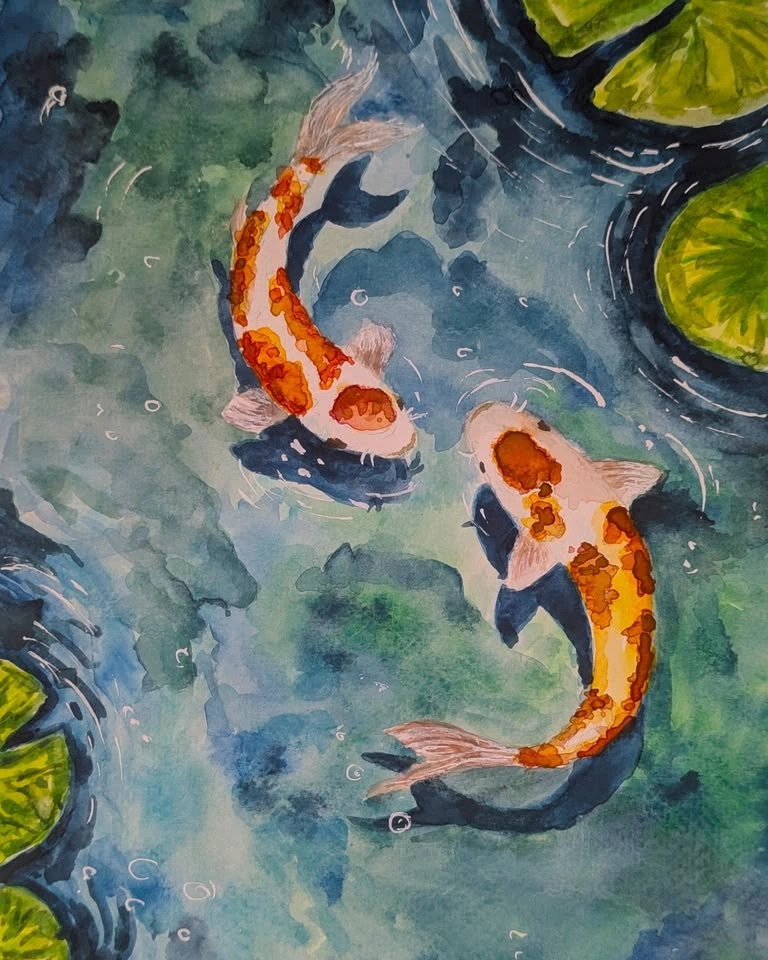 Watercolor Painting of Koi Fish | A symbol for love and strength - photo 2