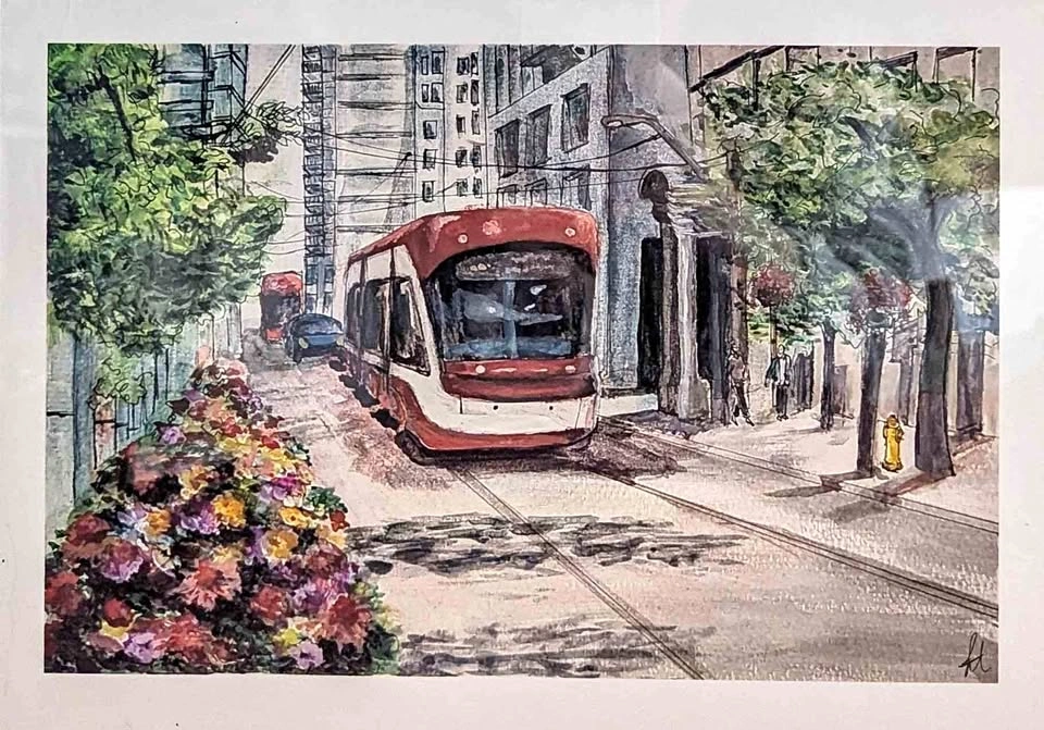 Watercolor Toronto Street Car - photo 3