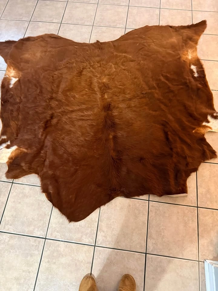 Genuine Cowhide Rug – Soft, Natural Leather (Brown/White) 6x5 - photo 2