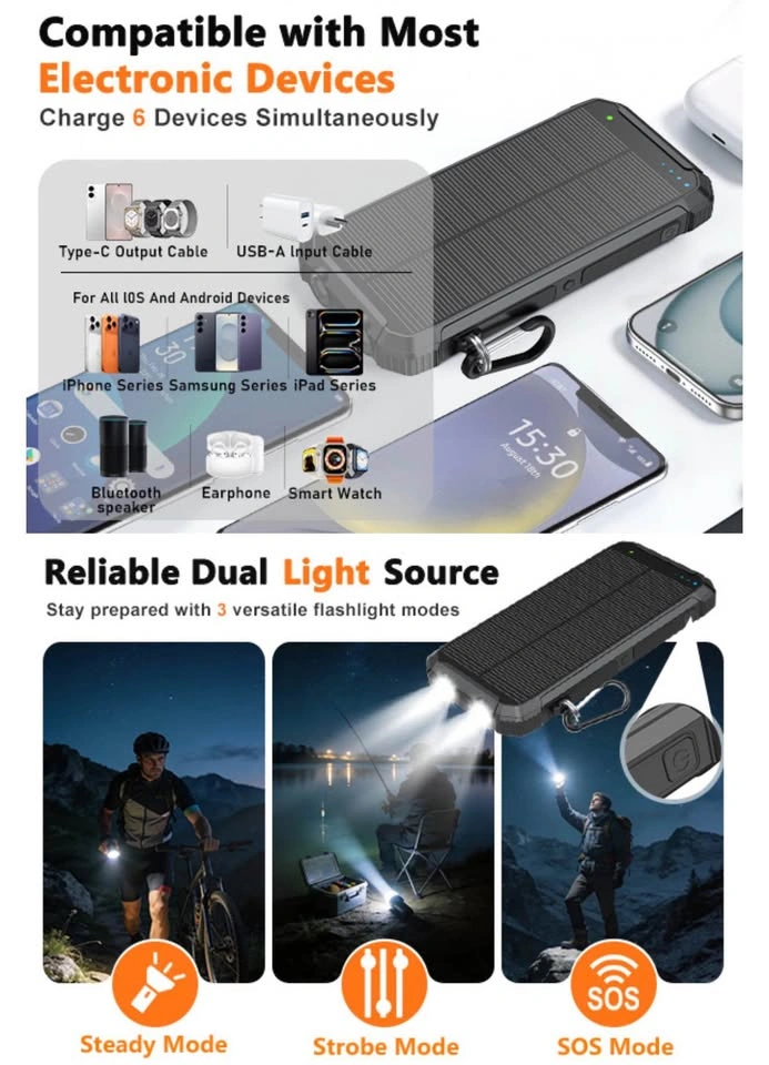 Solar Power Bank 20000mAh Wireless Portable Charger - photo 5