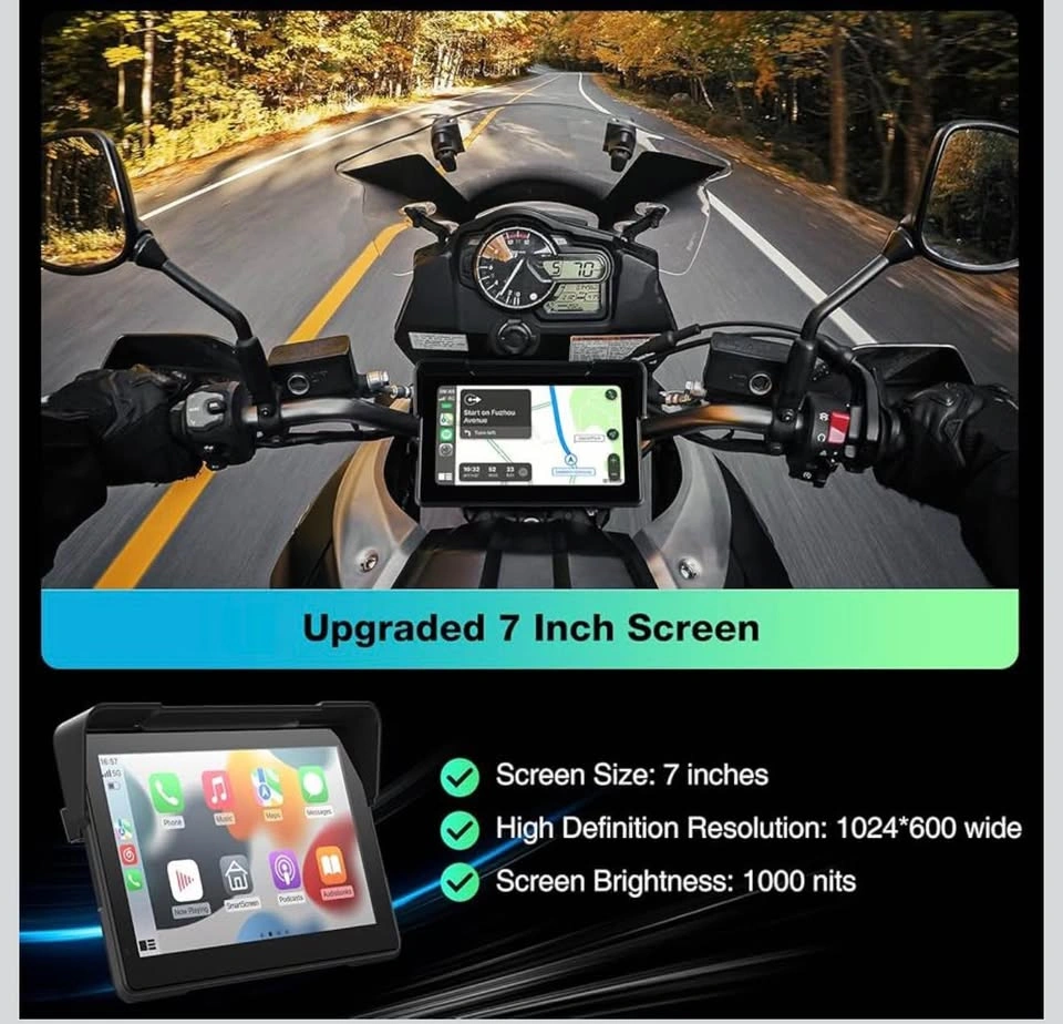 7” Waterproof Motorcycle CarPlay Display with Cameras - photo 3
