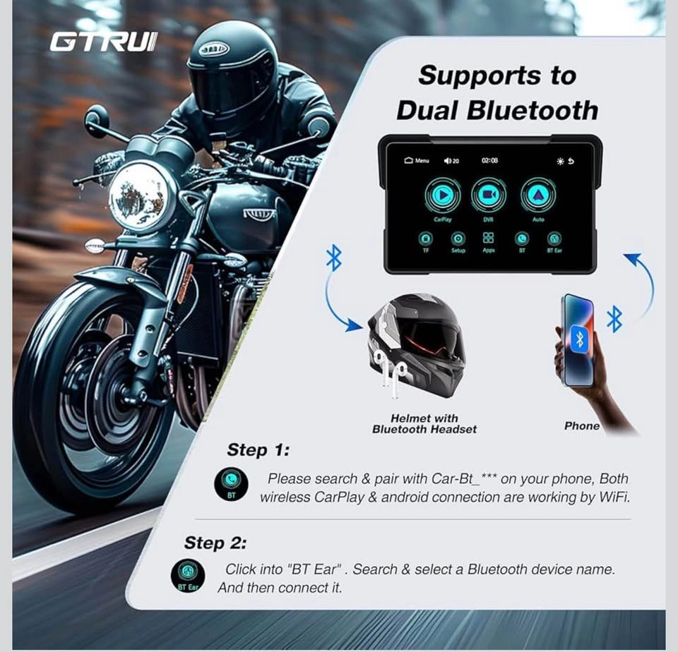 7” Waterproof Motorcycle CarPlay Display with Cameras - photo 4