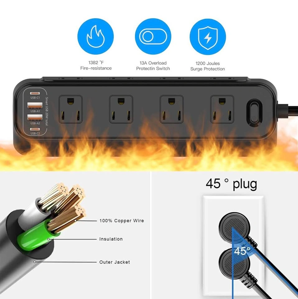 USB Charging Station with Clamp, Desktop Power Strip - photo 4