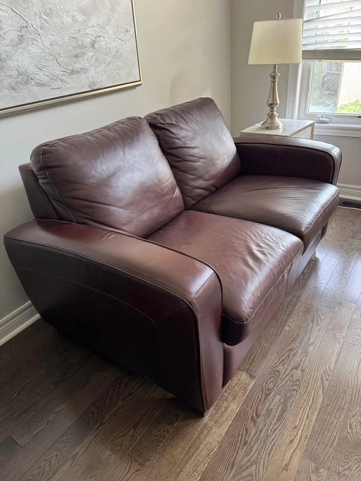 MOVING SALE – Real Italian Leather Loveseat