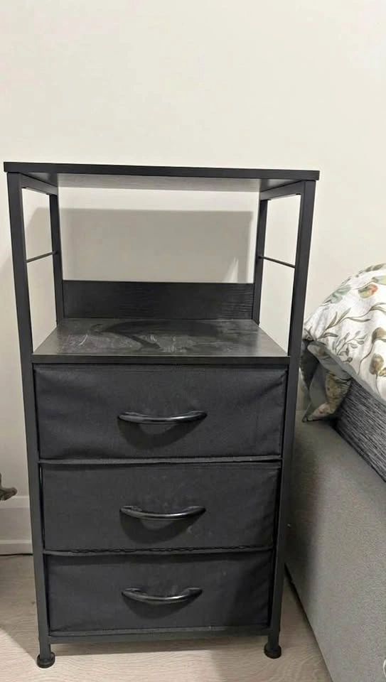 3 Drawer Nightstand - Black