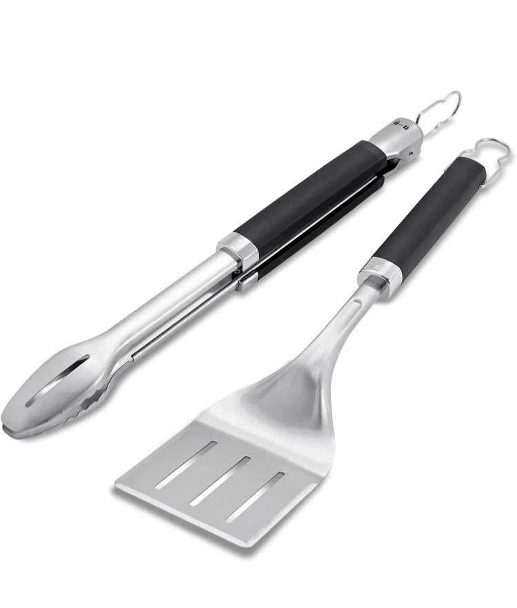 Weber Precision Grill Tongs & Spatula Set, Stainless Steel