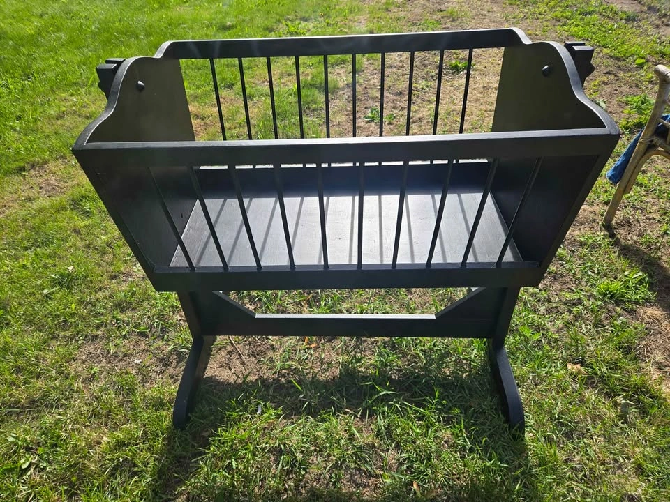 Newly Painted Black Wooden Baby Cradle (Manual Rocker) - photo 2