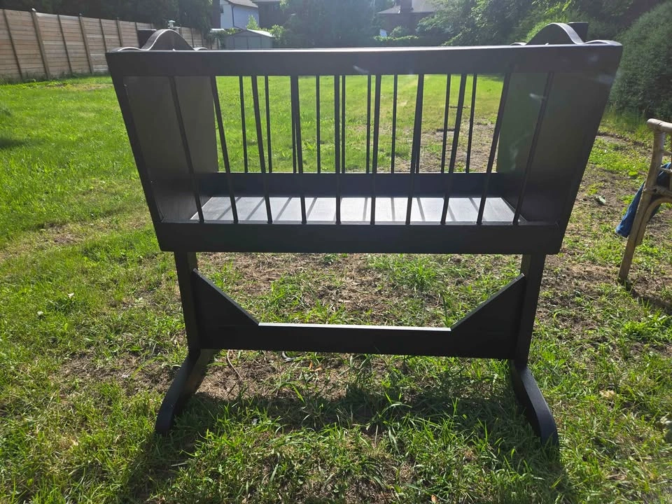 Newly Painted Black Wooden Baby Cradle (Manual Rocker) - photo 3