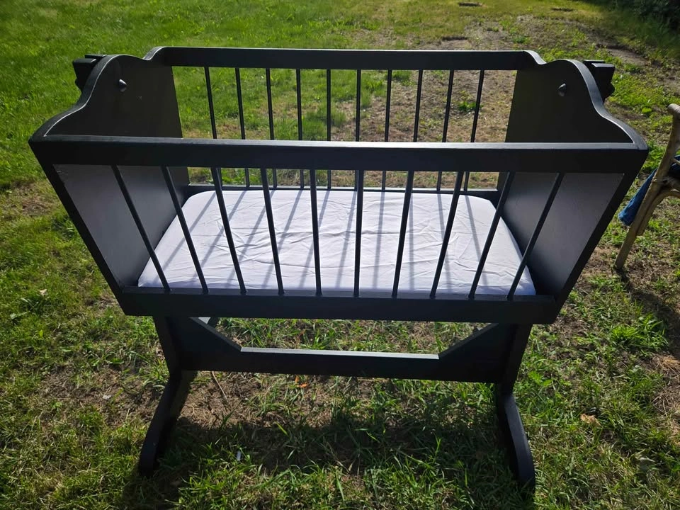 Newly Painted Black Wooden Baby Cradle (Manual Rocker) - photo 5