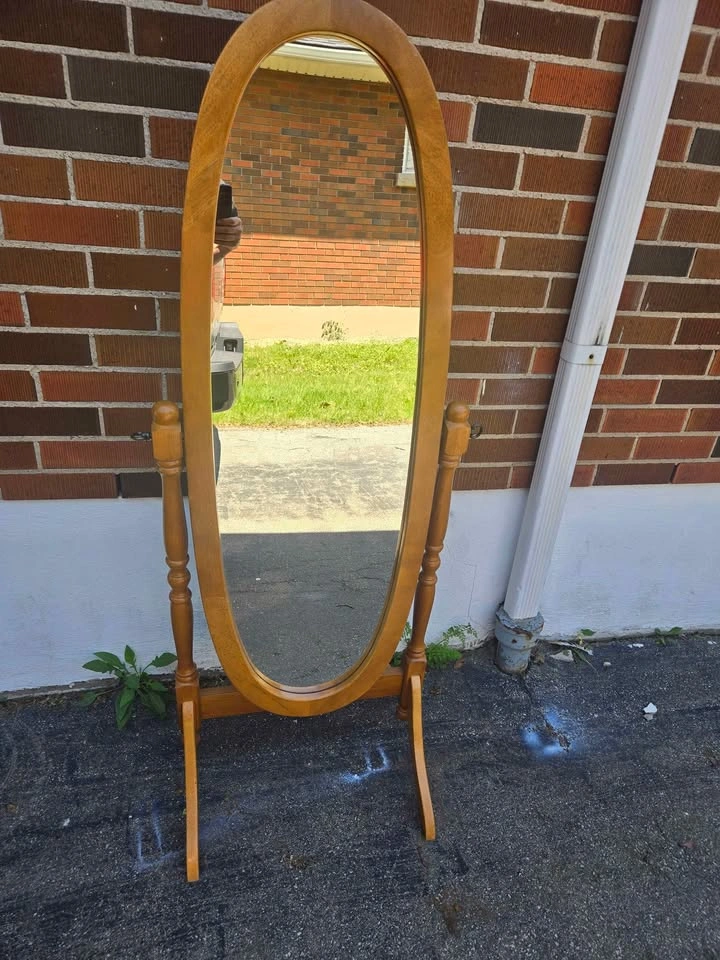Vintage Oval Wooden Cheval Floor Mirror - photo 3