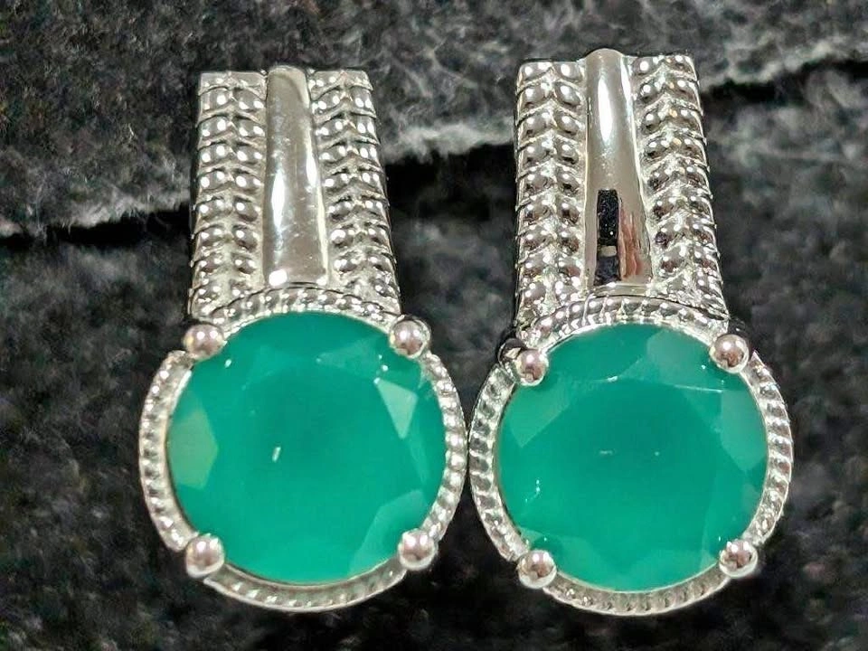 Green Onyx Earrings Silver(4.45g)