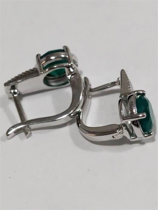 Green Onyx Earrings Silver(4.45g) - photo 2