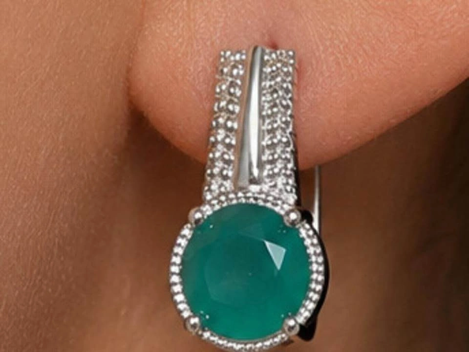 Green Onyx Earrings Silver(4.45g) - photo 3