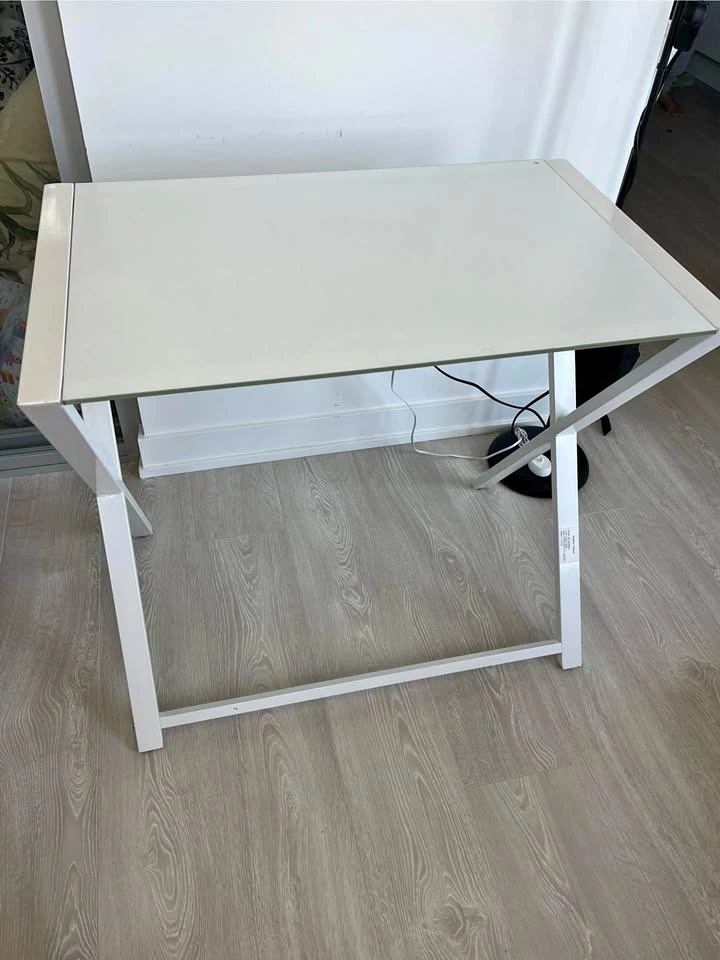 White Metal and Glass Laptop Desk