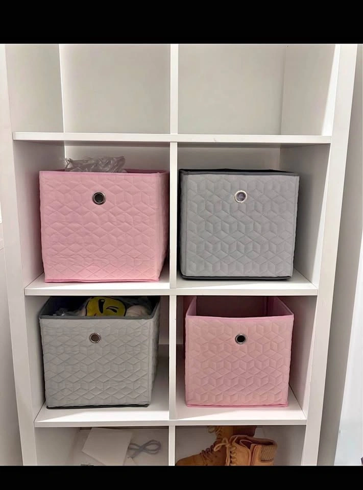 storage bins - Set of 5 pink and grey