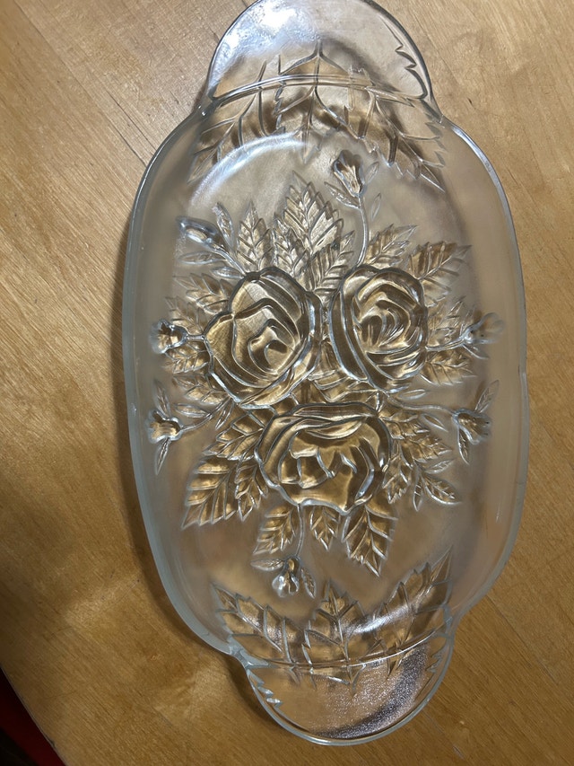 Crystal Floral Serving Tray