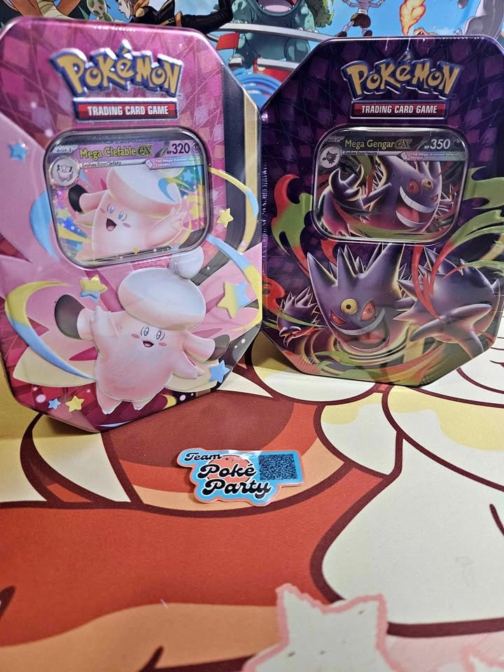 NIB Sealed Moonlit Tin Mega Clefable & Mega Gengar Bundle