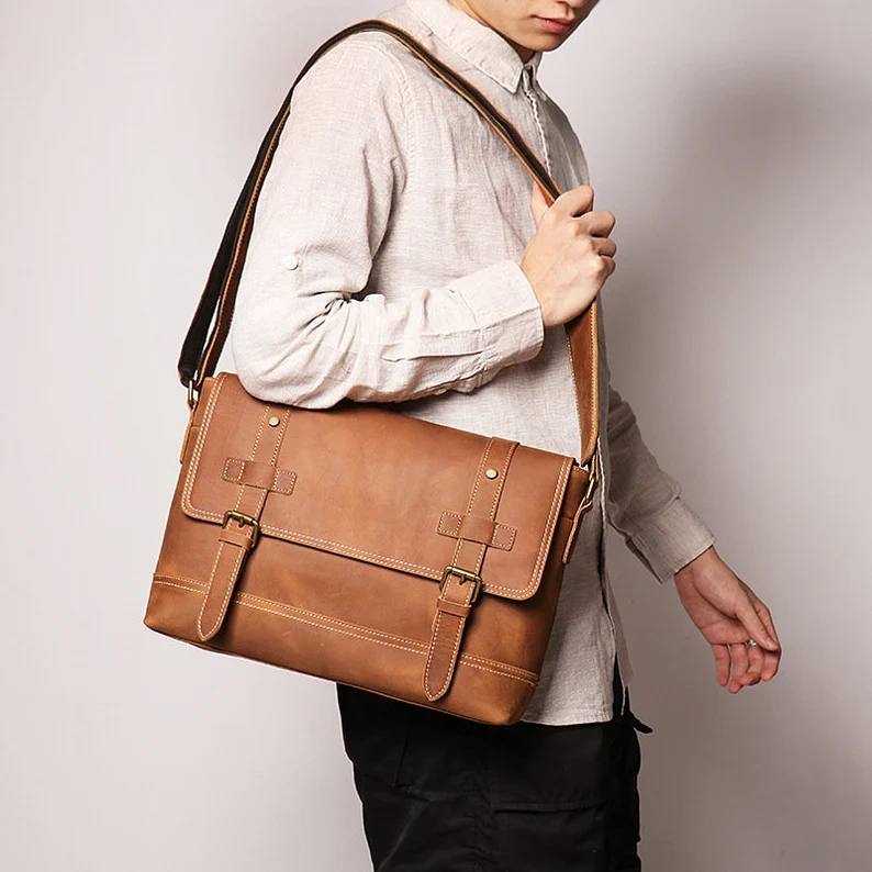 Genuine Leather Messenger Sling Bag Brand New - photo 5