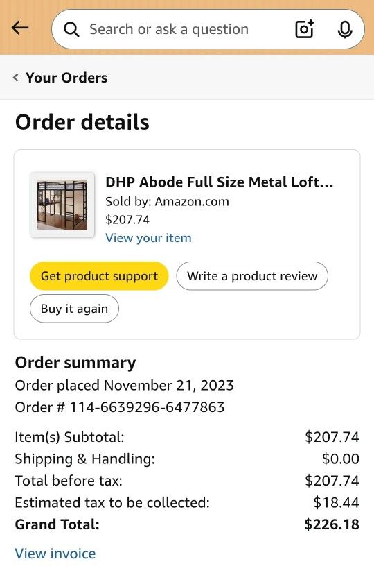DHP Abode Full Size Metal Loft Bed, Black - photo 2