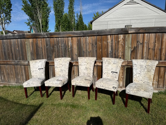 Set of 5 French Script Dining Chairs