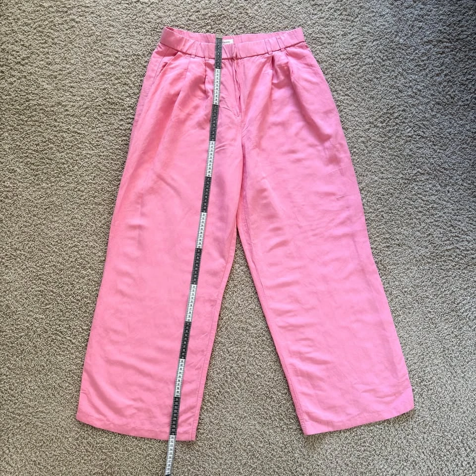 Via Bovio Size XL Linen Blend Pink Wide Leg Pants High Rise - photo 2