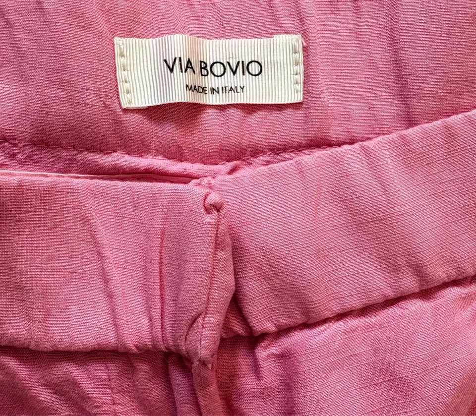 Via Bovio Size XL Linen Blend Pink Wide Leg Pants High Rise - photo 3