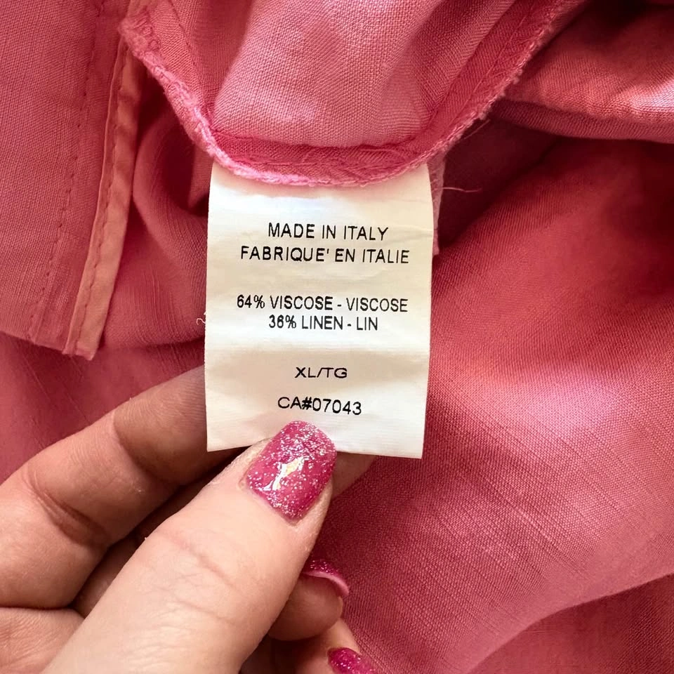 Via Bovio Size XL Linen Blend Pink Wide Leg Pants High Rise - photo 4