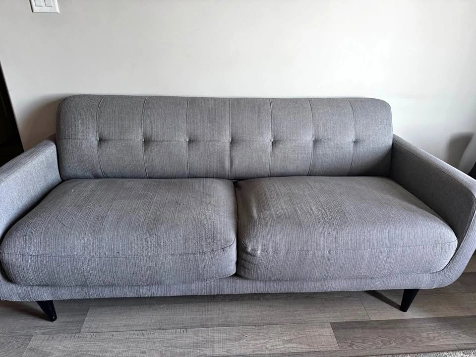 Grey Tufted Loveseat Sofa