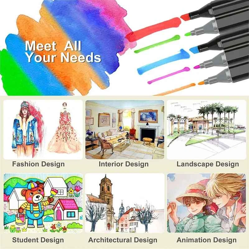 Alcohol Markers Set – Dual Tip Art Markers with Case - photo 3