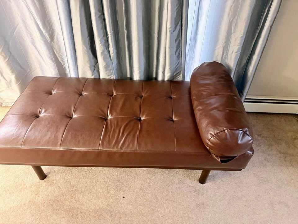 Brown leather couch