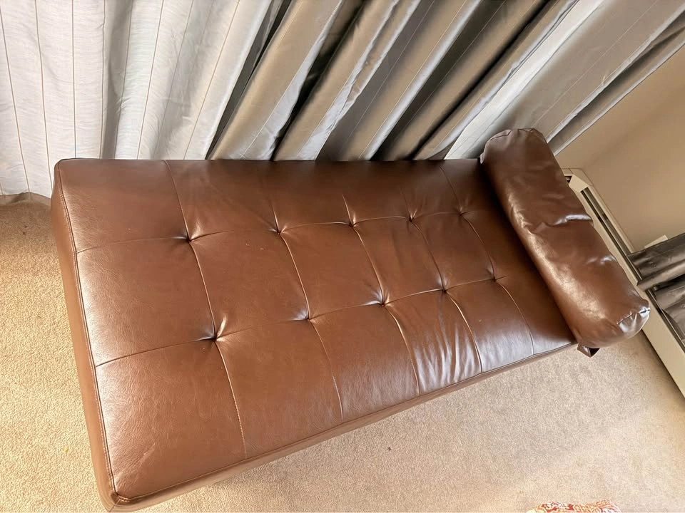 Brown leather couch - photo 5