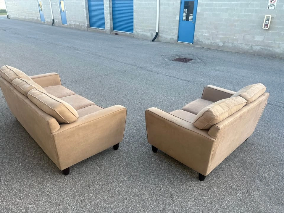Beige Suede 2 Piece Sofa Set - Free Delivery - photo 5