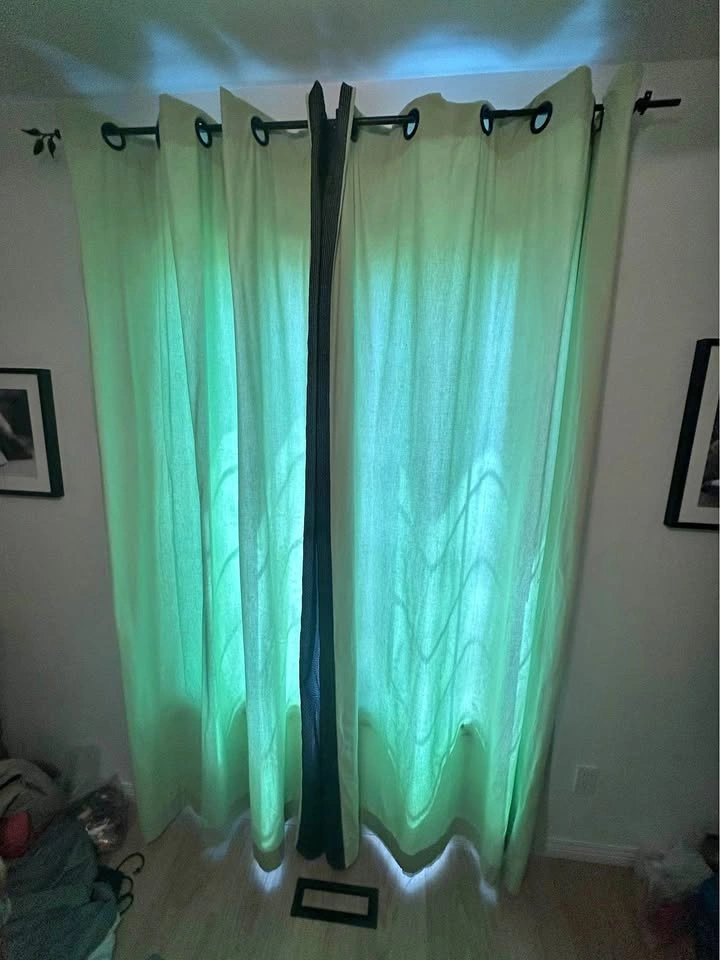 Two curtain panels, 66” by 90” per panel -lined with white