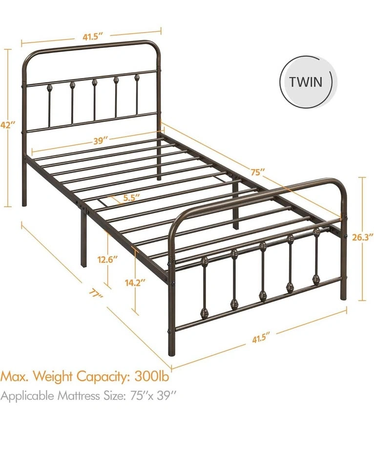 Twin Bronze Wrought Iron Bed Frame - photo 4