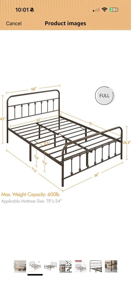 Full black wrought iron bed Frame - photo 2