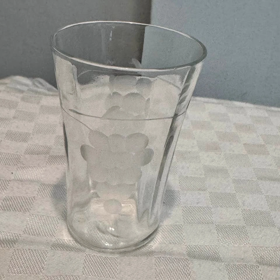 Tiny, delicate, antique etched crystal glass