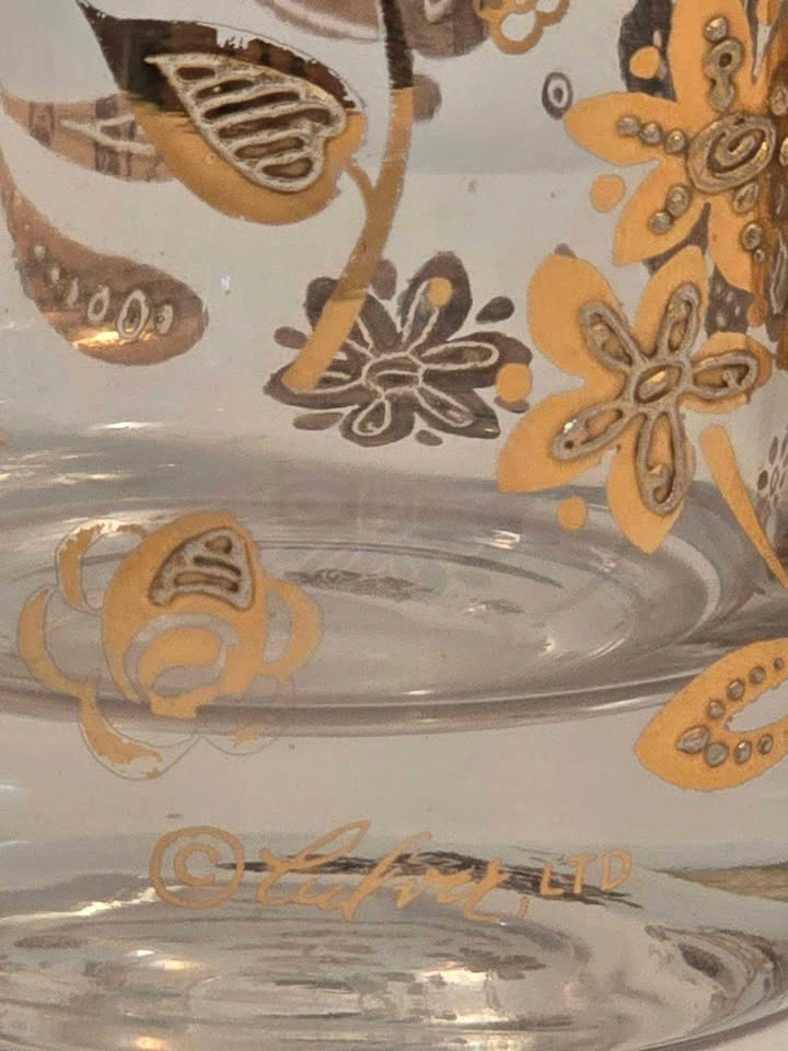 Mid Century Vintage 22k Culver Ltd. Floral Highball Glasses - photo 4