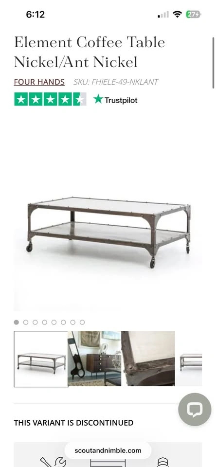 Metal Industrial Coffee Table on Wheels - photo 2