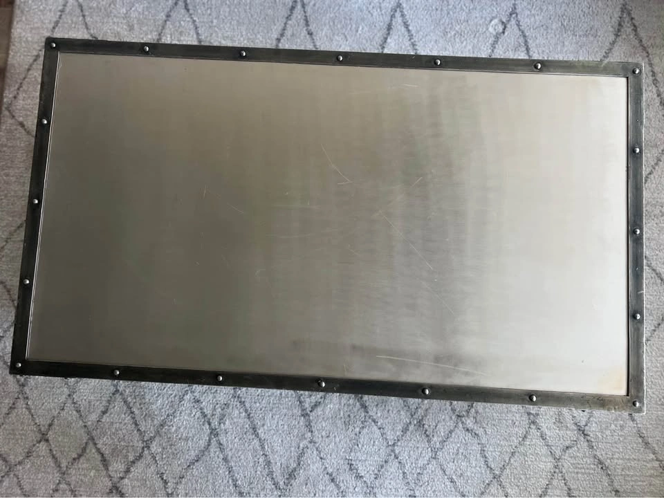 Metal Industrial Coffee Table on Wheels - photo 3
