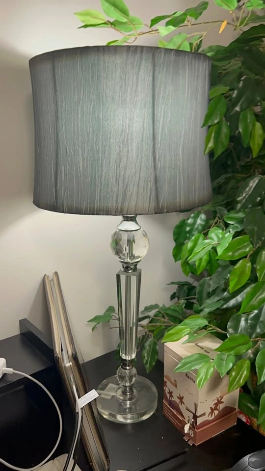 Crystal stand lamp with the grey shade