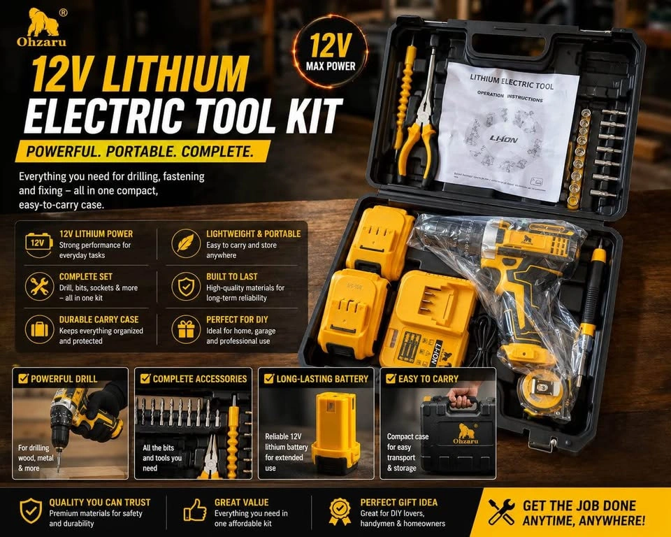 🔧 Ohzaru 12V Lithium Electric Tool Kit – BRAND NEW - photo 3