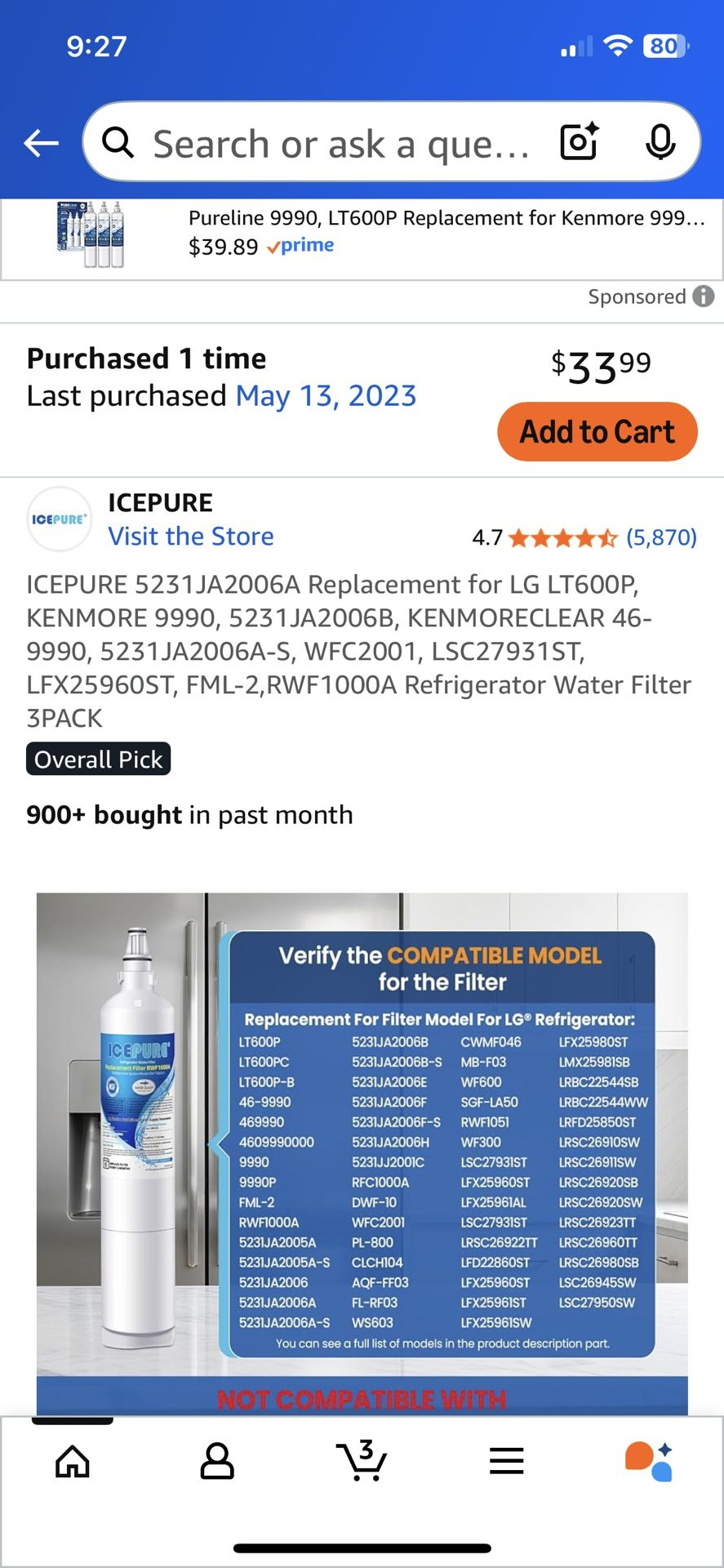 2 Ice Pure Refrigerator Filters New - photo 3