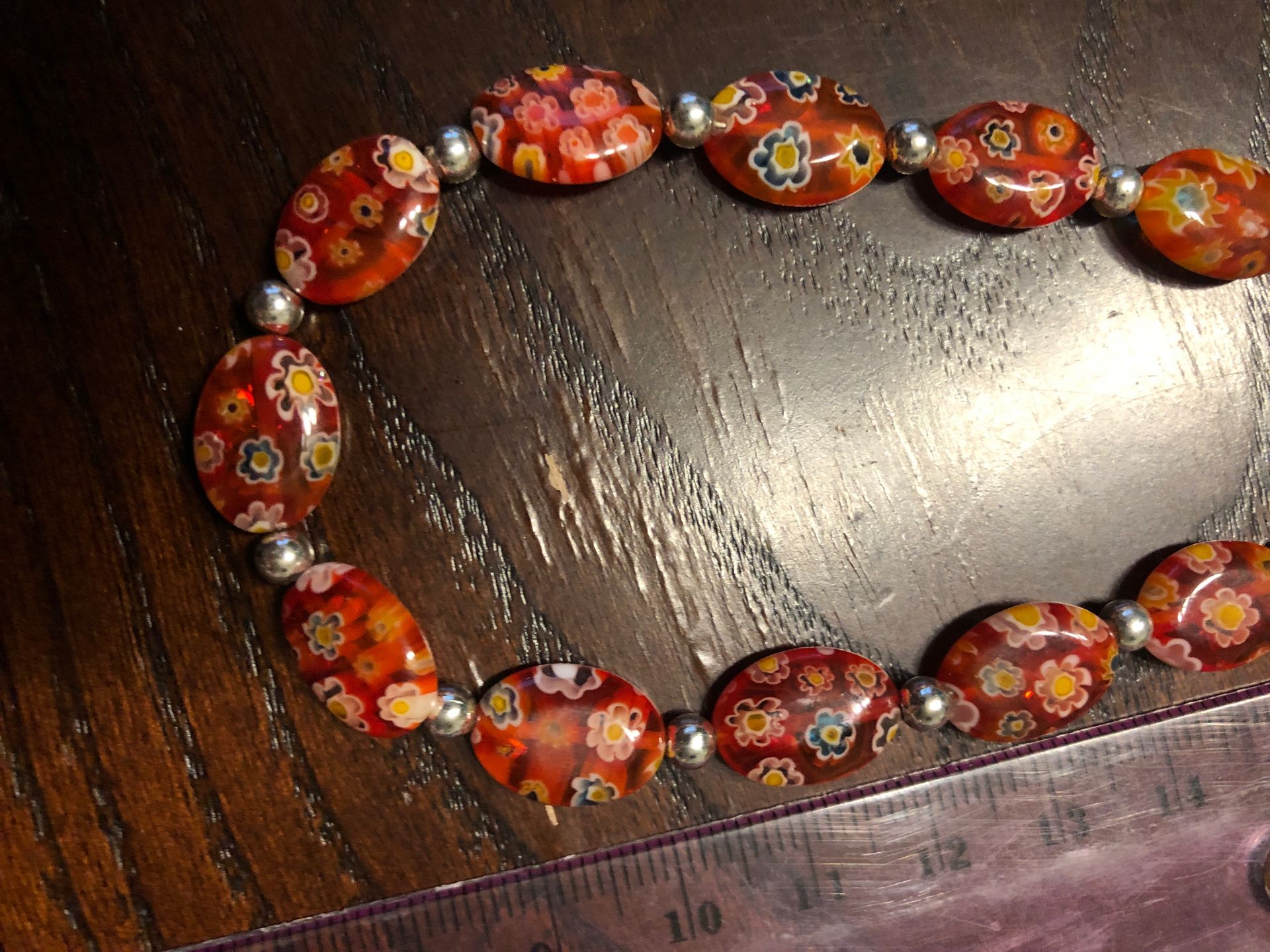 Orange Venetian glass necklace and bracelet set - photo 2